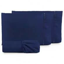 Ponto Palito Bed Sheet Set Kit Single/Double/Queen/King MicroPercal 4 Pieces With Pillowcase 400 Thread Count - Navy Blue - View 2