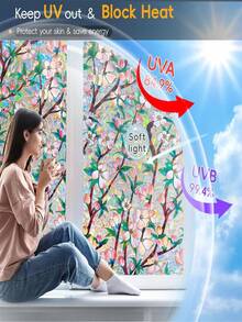 Window Privacy Film Stained Glass Decorative Static Clings Frosted Window Tint For Home Room Decor Bathroom Door Car Stickers With Glittering Effect, Removable - Multicolor - View 4
