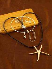 1 件海滩风格夸张海星吊坠粗绳项链，适合度假