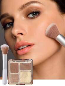 Paleta de contorno y iluminador de 4 colores - Maquillaje mate y con brillo para esculpir el rostro y lograr un brillo natural duradero y de fácil mezcla (se puede usar con un pincel)