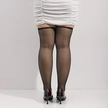 1 Pair Of Women's Cute Over-The-Knee Long Socks, Plus Size With Bow Decoration, Semi-Transparent Mesh Tight Long Tube Socks