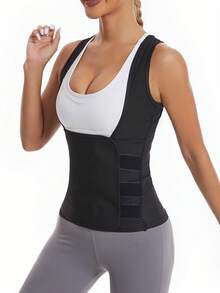 1pc Women's Sweat Vest, Waist Trainer, Workout Sweat Enhancing Tank Top, Fitness Sweat Suit, Tummy Control Shapewear, Sleeveless Sweat Shirt, Waist & Abdomen Sweat Gear
