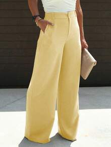 Chicsale Elegant Business And Leisure Two-Piece Suit, Single-Button Lapel Suit Jacket And Slim Trousers, Women's Wear - Màu vàng - Xem 4