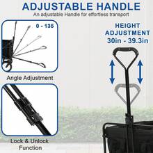 Collapsible Folding Wagon Cart With 330LB Capacity, Large Beach Cart For Outdoor Camping Garden Grocery | Portable Utility Cart