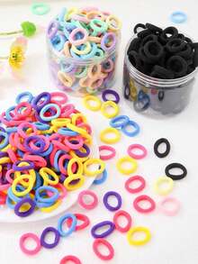 300pcs/Set Girls' Colorful Basic Hair Ties - Scrunchies Ponytail Holders, Damage-Free Hair Accessories For Daily Use - Nhiều màu 2 - Xem 3