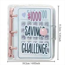1pc Pink 1000 Savings Challenge Binder , Money Saving Binder, Savings Challenges Book With Envelopes, Envelope Savings Challenge, Mini Budget Binder With Cash Envelopes Back To School - Hồng - Xem 5