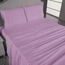 Ponto Palito Bed Sheet Set Kit Single/Double/Queen/King MicroPercal 4 Pieces With Pillowcase 400 Thread Count - 淺粉色 - 查看 4
