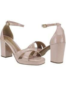 Women's High Heel Square Toe Sandals Shekinah Patent Leather Crossed X-Straps Party Fashion High Heel Party PVC Buckle Wedding 2025 - Apricot - View 7