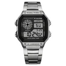 Men's Luxury Retro Alloy Watch LED Digital Sports Watch Waterproof Military Tactical Luminous Watch Backlight Wrist Watch - 銀色 - 查看 3