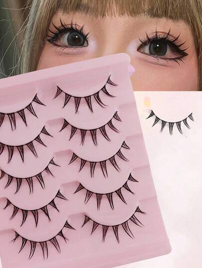 أندين 5 أزواج من رموش مكياج صناعية، رموش كرتونية، مظهر طبيعي للرموش الصناعية، رموش فاخرة، ارتداء رموش كرتونية لعيد الهالوين وعيد الميلاد