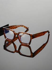 1 pieza Gafas ópticas de plástico con montura cuadrada de moda para hombres, gafas rectangulares clásicas de alta calidad adecuadas para computadora, oficina, decoración, luz, juegos