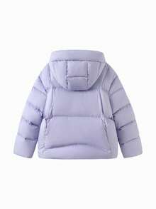 Balabala Girls' Short Down Jacket, Winter Hooded Coat, Windproof/Waterproof/Snowproof - Pink Purple - View 2