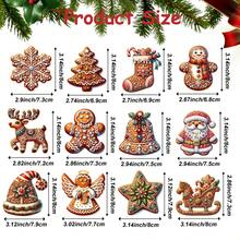 12pcs Wooden Christmas Hanging Suit Gingerbread With Santa Claus Pattern Suitable For Tree Ornaments And Holiday Gifts
