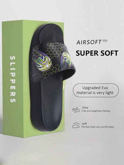 Kinder Schaumstoff Hausschuhe, Cartoon Fußball Design, rutschfeste weiche Sohle, moderner Sportsstil, leicht, Jungen Innen Lässig Sandalen