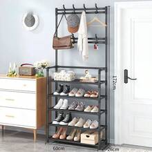 Integrated With Minimalist Metal Hallway Coat Rack, Multifunctional And Simple Shoe Rack For Storage - 黑色 - 查看 8