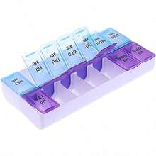 7 Day Weekly AM PM Pill Organizer, Large Pill Case Pill Box For Pills Vitamin Supplements Medication (Purple/Blue) - Blue and Purple - View 4