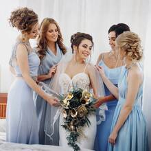 Bridal Bouquets Holding Flowers, Cascading, Bridal Bouquets, 17.7-Inch Bridal Bouquets, Wedding Throwing Bouquets, Artificial Flower Bouquets, Wedding Ceremonies And Anniversary Decorations - 藍色 - 查看 5