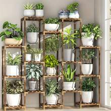 15 Tier Large Plant Stand Wood Plant Shelf Flower Pot Holder Stand Display Rack - Wood Color - View 5