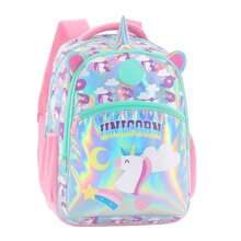 Mochila Escolar Grande Unicórnio Metalizada Brilhosa Reforça - Rosa Bebê - Visão 1