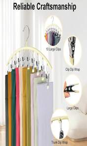 Volnamal Legging Organizer For Closet, Metal Yoga Pants Hanger W_Rubber Coated 2 Pack W_10 Clips Hold 20 Leggings, Hangers Space Saving Hanging Closet Organizer For Closet Organizers And Storage-Grey - ColorC - 查看 5