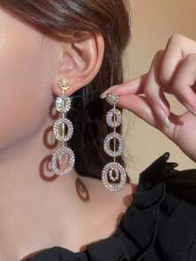 華麗性感夜店水晶懸空耳環釘狀首飾適合女士1對