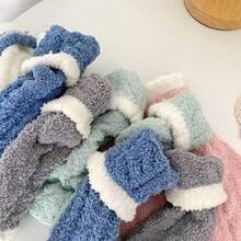 8 Pairs Women's Winter Thermal Fleece Socks - Soft Plush Coral Fleece, Ribbed Cuff & Embellished Details, Pastel Colors, Machine Washable Cozy Indoor/Outdoor Winter Socks, Fluffy Socks, Comfortable Clothing, Ribbed Sock Design, Soft Texture - Multicolor - View 5