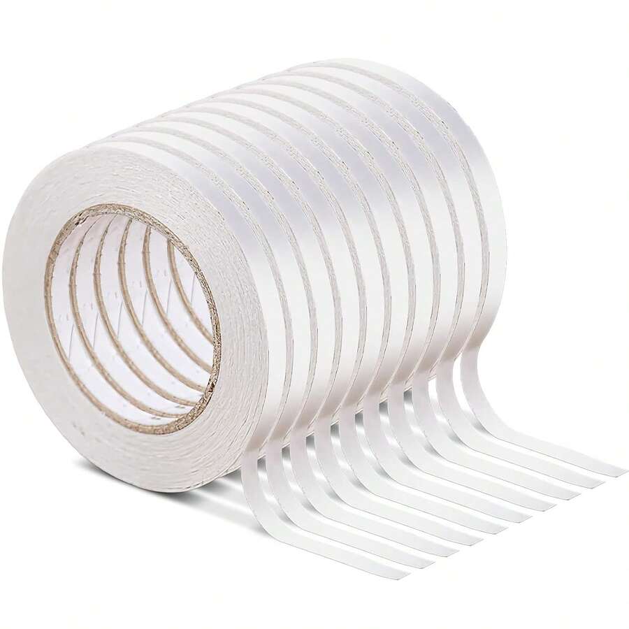 Cinta Adhesiva de Doble Cara para Bricolaje, Artes, Manualidades, Álbumes de Recortes, Sellos de Goma (Blanco, 5mm * 8m) - Blanco - Ver 1
