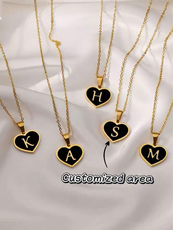 1 Pieza Collar con colgante de acero inoxidable con forma de corazón personalizado, con un temperamento retro y una sensación de alta gama, adecuado para regalar en Navidad, Halloween, Día de San Valentín a amigos y familiares, decoración elegante y hermosa.