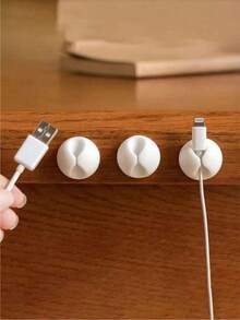 1/5pcs Solid Color Cable Organizer, Adhesive Wire Holder, Multipurpose Office Cable Clips, Desktop Wire Organizer, Earphone/Charging Cable Management, Bedside Wire Holder, Suitable For Back To School - Multicolor - View 2