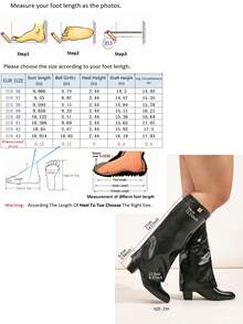 Women's Fashion Wide Width Faux Suede Tall Boots, Holiday Vacation Atmosphere, Fold-Down Shaft, Chunky Heel Knee-High Boots With Shark Buckle Decor, Sexy Outdoor High Heel Tall Boots, Wide Width Black Boots, High Heels - Black Cloth Folds - View 10