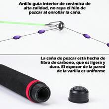 Combos de caña y carrete de pescar con caña telescópica de fibra de vidrio, bolsa de transporte para carrete giratorio, kit de caña de pescar para agua dulce y salada, kit de viaje para pesca de lubina y trucha. - Rojo - Ver 2