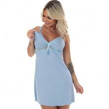 Camisola Amamentação com Renda Fecho no Busto para Amamentar Saída Maternidade Alça Reforçada