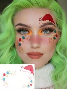 6 Blatt Weihnachts-Gesichtstattoos, Weihnachtsmann-Hut Aufkleber, Rentier-Gesichtstattoo, Hirsch-Gesichts-Make-up, wasserfeste Weihnachts-Make-up-Aufkleber für Festivalferien, Weihnachtsdekorationen