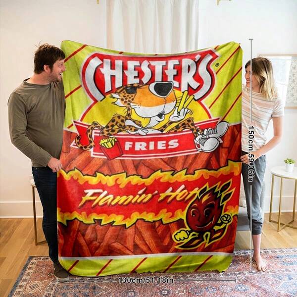 1 pieza Manta suave y cómoda de franela con diseño de patrón de rana con temática de comida, uso versátil y cálido para sofá, cama, coche, oficina, camping, regalo perfecto para familia y amigos