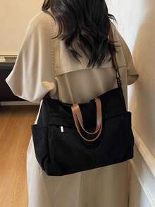 Casual Style Plain With Adjustable Strap Large Capacity Shoulder Tote Bag,Cross Body Bag Everyday Bag, Etc. Perfect For Daily Use - Suitable For Traveling, Work Or Shopping,University, College Classroom , Commute,School, Etc. For Women, Rookies & White-Collar Workers,Girl, College Students,Young Girl