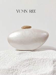 Fashionable New European & American Style Solid Color Acrylic Evening Bag, Charming Ladies' Evening Party Clutch, Magnetic Snap Chain Design, Elegant Ladies' Formal Dress Party Bridal Makeup Bag, Wedding Clutch