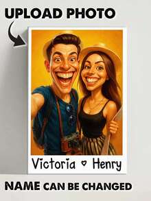 Caricature Wall Art For Funny Couples - Custom Cartoon Drawing From Photo - Personalized Photo Poster - As Shown - View 2