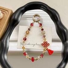 1pc New Chinese Style Chinese Knot Tassel Phone Lanyard, Alloy Chinese Style Design, New Year Atmosphere Keychain, Bag Decoration Pendant, New Fashion Accessory Gift, Suitable For Family, Sisters, Friends, Couples, Daily Wear And Festivals (Comes With Phone Holder)