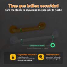 ANTSAY Barra de Seguridad para Baño 2 Piezas,30CM Pasamanos para Baño con Silicona Antideslizante,12 pulgadas Agarraderas para Baño con Círculo luminoso de Visión Nocturna para Baño y Escalera - Blanco - Ver 5