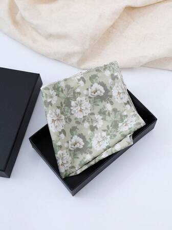 1pc Men's Square Handkerchief, Floral Patterned Square Handkerchief, Suitable For Gatherings, Weddings, Celebrations, Leisure And Other Occasions