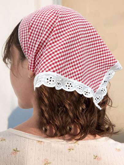 وشاح بندانة مربعات بطراز كلاسيكي قطعة واحدة، طراز حلو للنساء كاكسسوار شعر، عصابة رأس للخريف والشتاء، شريط شعر خريفي كهدية لإطلالات العطلات