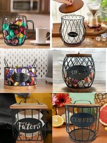 1PC Stainless Steel Coffee Pod Holder, Large Capacity Storage Organizer Basket For Countertop, Coffee Bar & Office, Multi-Size Capsule Container
