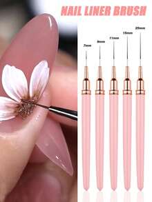 Pensulă de unghii roz, pensule pentru unghii, pixuri pentru unghii, set de pensule pentru contur, 1/5 buc instrumente pentru unghii de culoare roz pentru linii lungi, detalii subțiri, desen fin, pensulă pentru contur UV gel pictură design unghii dimensiuni 7/9/11/15/25 mm, consumabile pentru unghii, instrumente pentru unghii, consumabile pentru tehnologie unghii, instrumente pentru unghii, cadou pentru femei, fete