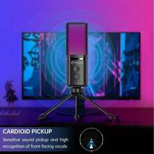 M160 USB Gaming Microphone With RGB Dynamic Color, Touch Mute Button, Headphone Jack, Tripod Shock Mount,For PC PS 5/4