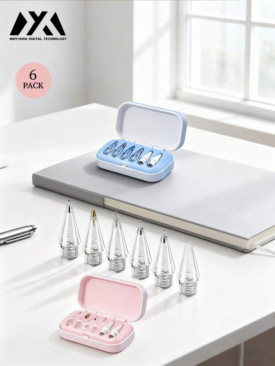 Compatibles avec les embouts de Apple Pencil, pack amélioré de 6 embouts de rechange avec étui, pointes métalliques de contrôle précis sans usure compatibles avec Apple Pencil 1ère/2ème génération, USB-C, iPad Pro Pencil