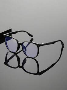 1 pieza Gafas de moda clásica para hombres, de material PC, con lentes de alta definición, ligeras, que favorecen el rostro, minimalistas y elegantes, adecuadas para uso diario, oficina, computadora, escuela, maestros, estudiantes, unisex