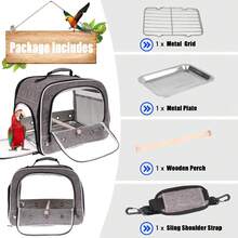 Portable Large-Size Parrot Carrier Cage: Comes With A Travel Bag, Metal Tray & Grid – Suitable For Carrying/Transporting African Greys, Long-Tailed Cockatiels & Other Medium/Large Birds - Multicolor - View 3