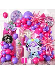 مجموعة بالونات ديكور حفلة عيد ميلاد بسلسلة كورومي الملونة من سانريو، للاحتفال بعيد الميلاد العائلي، بالونات لاتكس لحفلات المدرسة والحفلات الخارجية