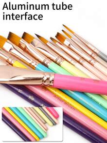 12pcs Oil Painting Brush Set, Acrylic Paint Brushes, High-Quality Nylon Hair, Good Water Absorption, Ergonomic Wooden Handle, 12 Brush Heads Suitable For Various Painting Techniques - Body Painting, Acrylic, Oil, Watercolor, Gouache