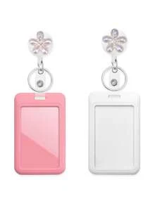 1pc Flower Nurse Retractable Badge Reel With ID Card Holder Key Ring Cute Rhinestone Teacher Badge Reel For Keys Keychain The Best Great Gift For Doctor Nurse Teacher Student Office Worker For Women Money Wallet Mini Wallet Purse Wallet Card Wallet